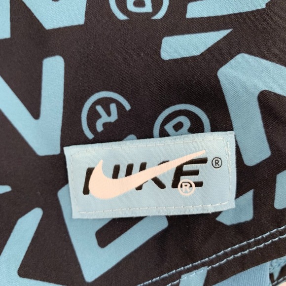 Nike Womens Dri-FIT Mid-Rise 2-in-1 Spellout Running Shorts Blue/Black Logo M - Picture 10 of 10